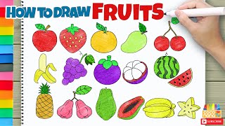 FRUITS BUAHBUAHAN  COMPLETE edition  How to Draw and Color for Kids  CoconanaTV [upl. by Thomasin]