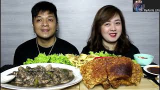 Super Crispy Bagnet x Dinuguan with Healthy Veggies Mukbang [upl. by Aicena764]