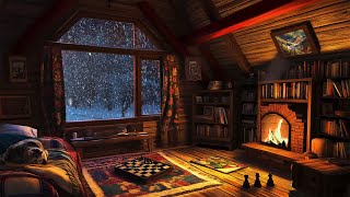 Calm Within the Storm Snowstorm and Fireplace Ambience for Rest and Focus [upl. by Luwana794]