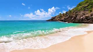 Tropical Beach Ambience 3 Hours of Peaceful Ocean Waves 4K Video [upl. by Merc526]