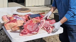 ButcheringCooking Wild Pig Tseev Thiab Ci Nqaij Npua Teb Noj [upl. by Grindlay]