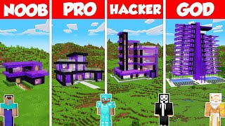 Portal House Build Battle Challenge  Noob vs Pro vs Hacker vs God  Minecraft Animation [upl. by Kussell]