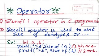 Sizeof operator in C programming in hindi unary Operators sizeof  Indigenous Coding [upl. by Thomajan]