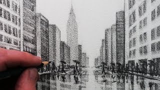 How to Draw a City Tonal Pencil Drawing [upl. by Ardussi]