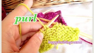 【棒針】裏目の編み方（フランス式）How to knit the Purl Stitchslowly裏編み [upl. by Linea641]