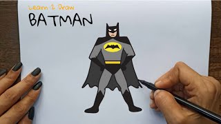 How to Draw BATMAN 2022  Easy Drawing Videos using Simple Shapes  Superhero Drawing [upl. by Aivatnuahs829]