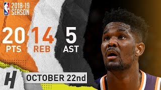 DeAndre Ayton Full Highlights Suns vs Warriors 20181022  20 Pts 14 Reb 5 Ast [upl. by Krein754]