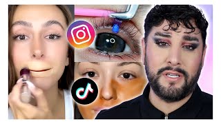 TikTok makeup hacks  Why are people like this Pro MUA reacts [upl. by Eugnimod715]