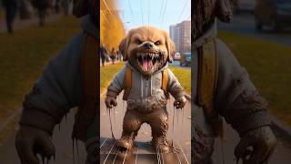 Cute puppy is angry looks like a monster 😡😨 ai dog aidog cute horror cartoon memes aiart [upl. by Wilek]