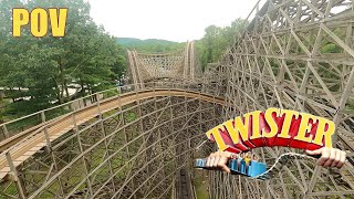 Twister POV Knoebels Amusement Park Wooden Roller Coaster [upl. by Adnomal]