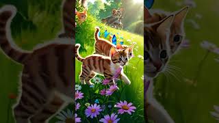 Beautiful kittens enjoying in garden cat animation catlover catvideos trending meowmoves [upl. by Lleuqar288]