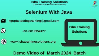 Selenium with Java Demo Video On 25th March 2024Call or WhatsApp us on 918019952427 to Enroll [upl. by Cherry]