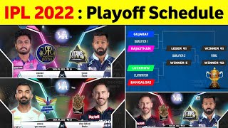 IPL 2022 Playoffs Schedule  IPL Semi Final 2022 Schedule  IPL 2022 Qualified Teams [upl. by Kentigerma272]