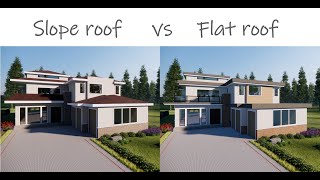 Sloped vs flat roof  3d animation [upl. by Cyma107]