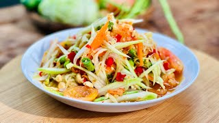 Papaya Salad Thai Recipes  បុកល្ហុងបែបថៃឲ្យបានឆ្ងាញ់ [upl. by Suisyola]