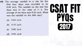 CSAT PYQ2017 The average rainfall in a city for the first four days was recorded to be 040 inch [upl. by Vetter]