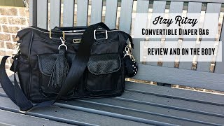 Itzy Ritzy Triple Threat Convertible Diaper Bag  Review amp On The Body  The Sensible Mama [upl. by Wernda]