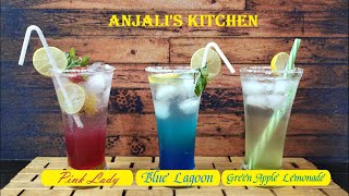 Blue Laggon  Green Apple Lemonade  Pink Lady  Mocktails [upl. by Ochs]