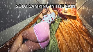 SOLO OVERNIGHT CAMPING IN THE RAIN  RELAXING IN THE TENT WITH THE SATISFYING SOUND OF NATURE  ASMR [upl. by Norit]