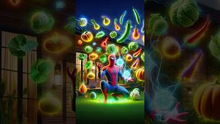 Spiderman Venom aur Captain America me se Kon jitega Vegetable art challenge spiderman shorts [upl. by Ahsinahs908]