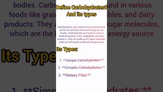 carbohydrates and its typedefinition of carbohydrates and typesbiology education [upl. by Malinda]