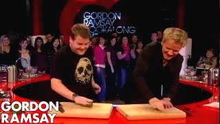 James Corden Tells Gordon Jamie Oliver Taught Him To Cook  Gordon Ramsay [upl. by Castara]