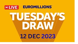 The National Lottery EuroMillions draw live Tuesday 12 Dec 2023  euromillions live tonight [upl. by Mccafferty747]