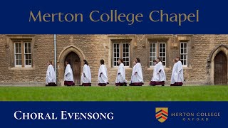 Choral Evensong  Wednesday 23 October 2024  from Merton College Chapel Oxford [upl. by Anikes]