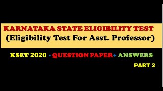 KSET 2020 QUESTION PAPERANSWERS PART 2Computer Science ampApplicationsKarnataka Eligibility Test [upl. by Matthew]