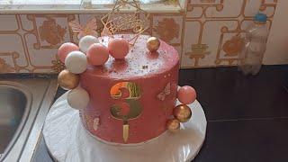 My first time to bake and decorate a birthday cake 🎂 [upl. by Norraf]