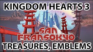 Kingdom Hearts 3 San Fransokyo  All Treasures Lucky Emblems and Minigames [upl. by Chladek]