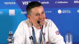 Tom Pidcock mountain bike GOLD medal winning press conference 🥇🗼 Paris 2024 Olympics [upl. by Roshelle]