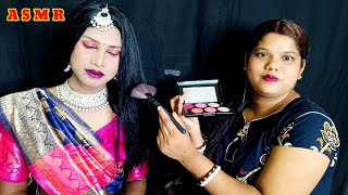 ASMR Doing My Elder Brother Transformation Weeding Party Bridal Makeup Tingles  🌹❤️💋 [upl. by Kulda]