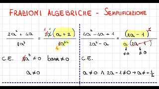 Frazioni algebriche  semplificazione e condizioni di esistenza [upl. by Notlit]