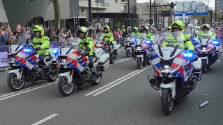 Politie motoren begeleiden op traditionele wijze Laatste loper Marathon Rotterdam 2024 [upl. by Tennes]