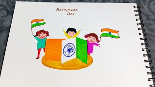 Republic Day Drawing  Easy Drawing  Republic Day Drawing for Kids  Republic Day 26th January [upl. by Narad]