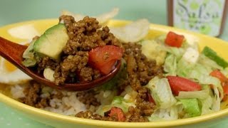 Taco Rice Recipe Okinawan Taco Fillings Served on Rice  Cooking with Dog [upl. by Nahgiem592]