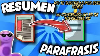 Como hacer una PARÁFRASIS de un texto  Como hacer una parafrasis 2020 😎  Hack para clases online [upl. by Antonino884]