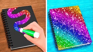 COOL SCHOOL HACKS AND DIY CRAFTS  Rainbow School Hacks amp Easy Drawing Tips by 123 GO LIKE [upl. by Ainer]