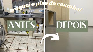 Transformação total da cozinha detonada  Fiz um piso lindo efeito cimento queimado  parte 02 [upl. by Kelci132]