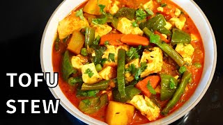 HEALTHY STEWED TOFU CURRY WITH VEGETABLES VEGAN  Tofu Recipe Indian Style [upl. by Azral]