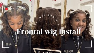 How To Install Lace Frontal Wig  14 inch brown with blonde bob [upl. by Imoen]