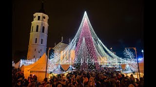 Lithuania Vilnius Christmas tree 20172018 Most Beautiful Christmas Tree in Europe [upl. by Ariane]