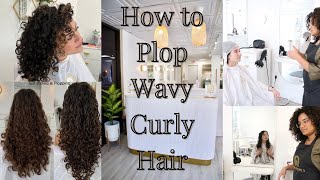 How to Plop WavyCurly Hair in the salon [upl. by Mylo]