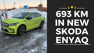 Skoda Enyaq RS Coupe MY24  693 km roadtrip with battery preheat [upl. by Duke871]