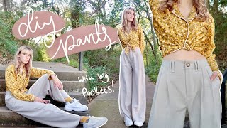 DIY Wide Leg Pleated Pants  Super Snazzy and Trendy  ofc they have big pockets [upl. by Julia]