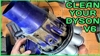 how to clean a DYSON V6 INCLUDING the brush bar [upl. by Inram555]