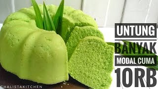 BOLU PANDAN KUKUS CUMA 2 TELUR SELEMBUT KAPAS  STEAMED CAKE PANDAN RECIPE [upl. by Haisoj]