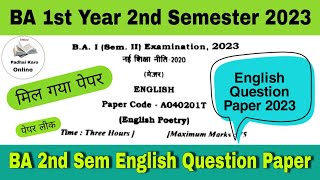 ba 1st year 2nd semester english question paper 2023  ba 2nd semester english question paper 2023 [upl. by Annaliese793]