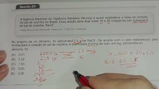 quotNo preparo de um alimento foi adicionado 15 g de NaCl  De acordo com o valor estabelecido pelaquot [upl. by Ahterahs]